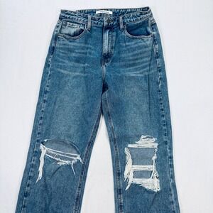 DOGMA Womens 9 High Waisted Distressed Straight Leg Jeans Blue DG Baggy Wide